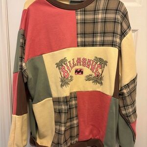 Handmade pink/yellow/green patchwork crewneck